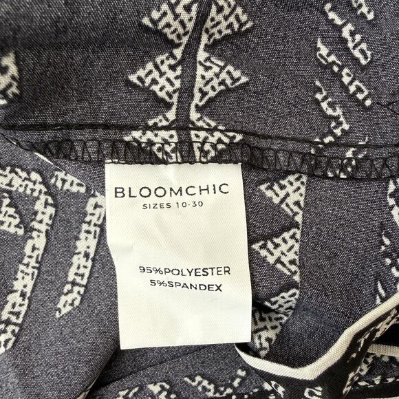 Bloomchic Dress Womens 16 Black Geometric Sleeveless Swing Sundress Ruffle Hem - Picture 4 of 7